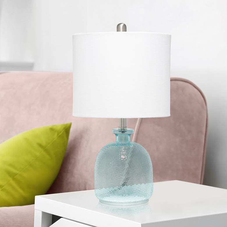 Image 1 Lalia Home 20" Clear Blue Hammered Glass Jar Accent Table Lamp