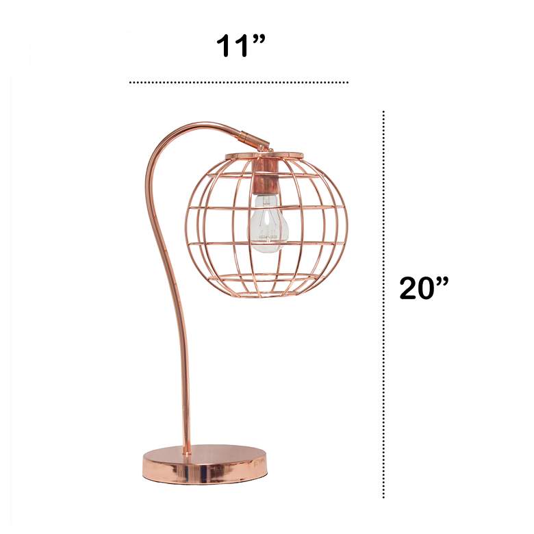 Image 4 Lalia Home 20" Rose Gold Arched Metal Desk Lamp with Cage Shade more views