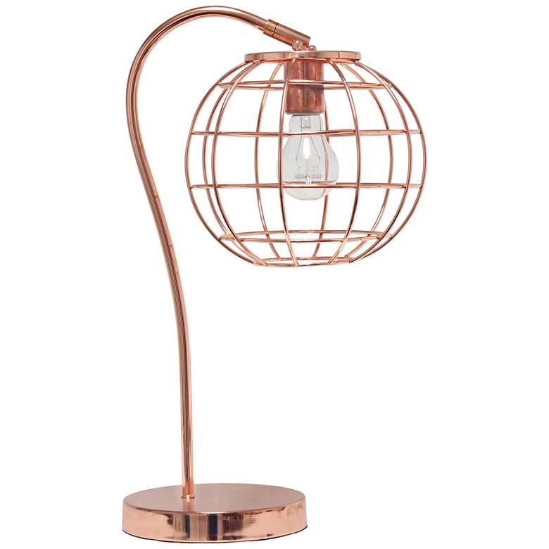 Image 6 Lalia Home 20" Rose Gold Arched Metal Desk Lamp with Cage Shade more views