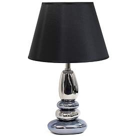 Image1 of Lalia Home 21.5" Ebb and Flow Stacked Stone Table Lamp, Chrome Blue