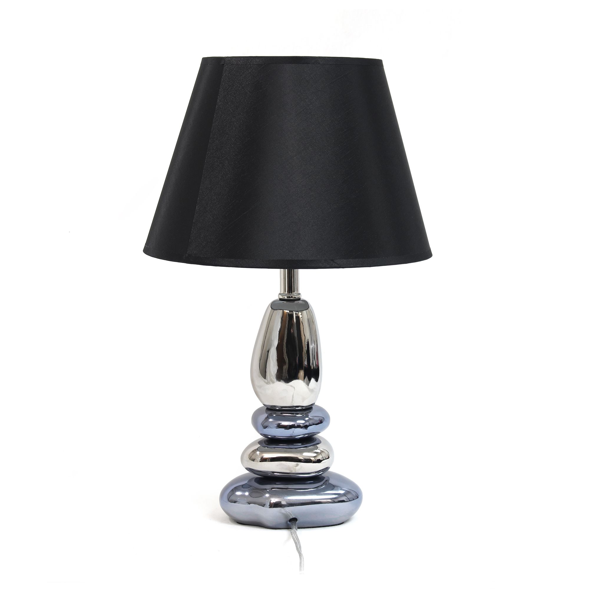 Lalia Home 21.5" Ebb and Flow Stacked Stone Table Lamp, Chrome Blue