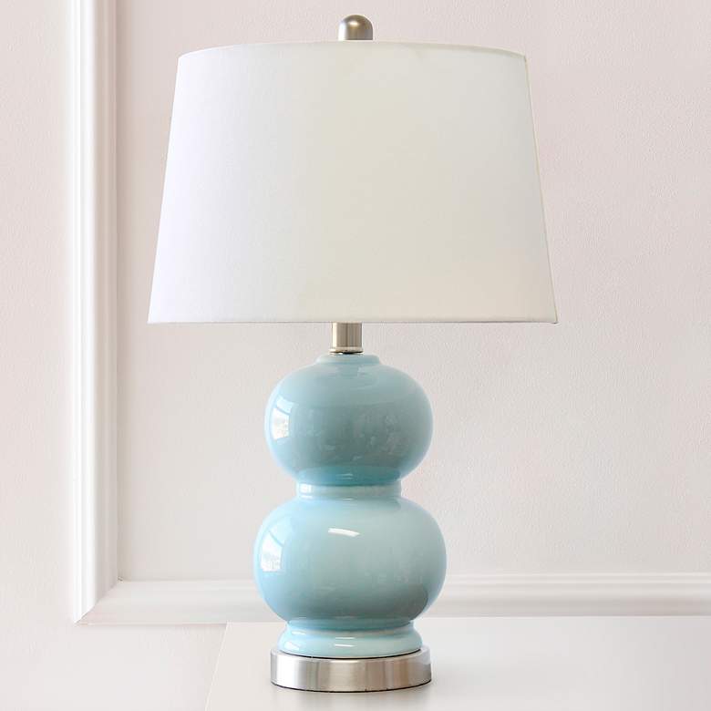 Image 1 Lalia Home 21 1/4" Modern Light Blue Ceramic Dual Orb Table Lamp