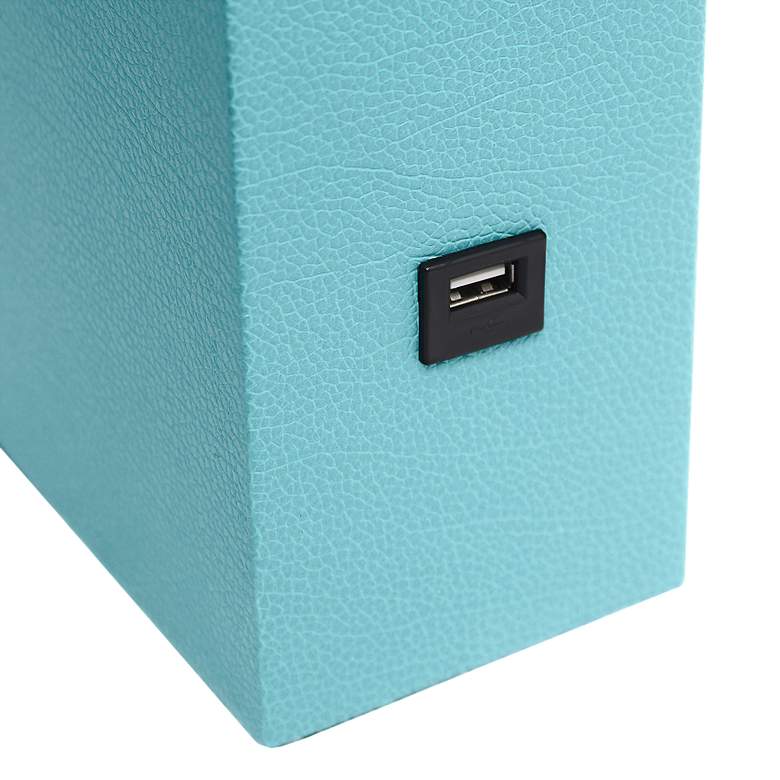 Image 5 Lalia Home 21 inch Aqua Blue Leather Coastal Accent Table Lamp with USB more views