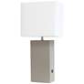 2_Lalia Home 21" Lexington Gray Leather USB Accent Table Lamp