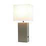 Lalia Home 21" Lexington Gray Leather USB Accent Table Lamp