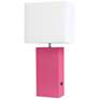 2_Lalia Home 21" Lexington Hot Pink Leather USB Accent Table Lamp