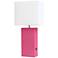 Lalia Home 21" Lexington Hot Pink Leather USB Accent Table Lamp