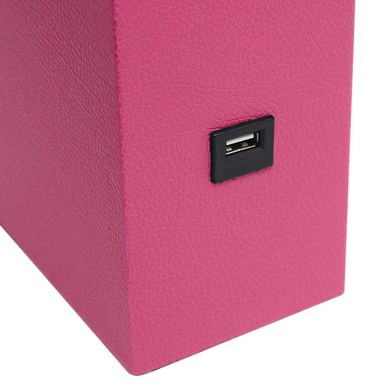 Image 5 Lalia Home 21" Lexington Hot Pink Leather USB Accent Table Lamp more views