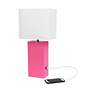 7_Lalia Home 21" Lexington Hot Pink Leather USB Accent Table Lamp more views