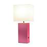 Lalia Home 21" Lexington Hot Pink Leather USB Accent Table Lamp