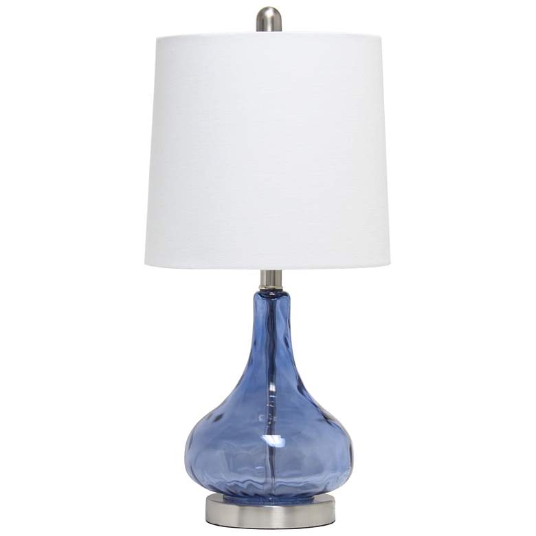 Image 1 Lalia Home 23.25" Rippled Colored Glass Bedside Table Lamp, Dark Blue