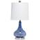 Lalia Home 23.25" Rippled Colored Glass Bedside Table Lamp, Dark Blue
