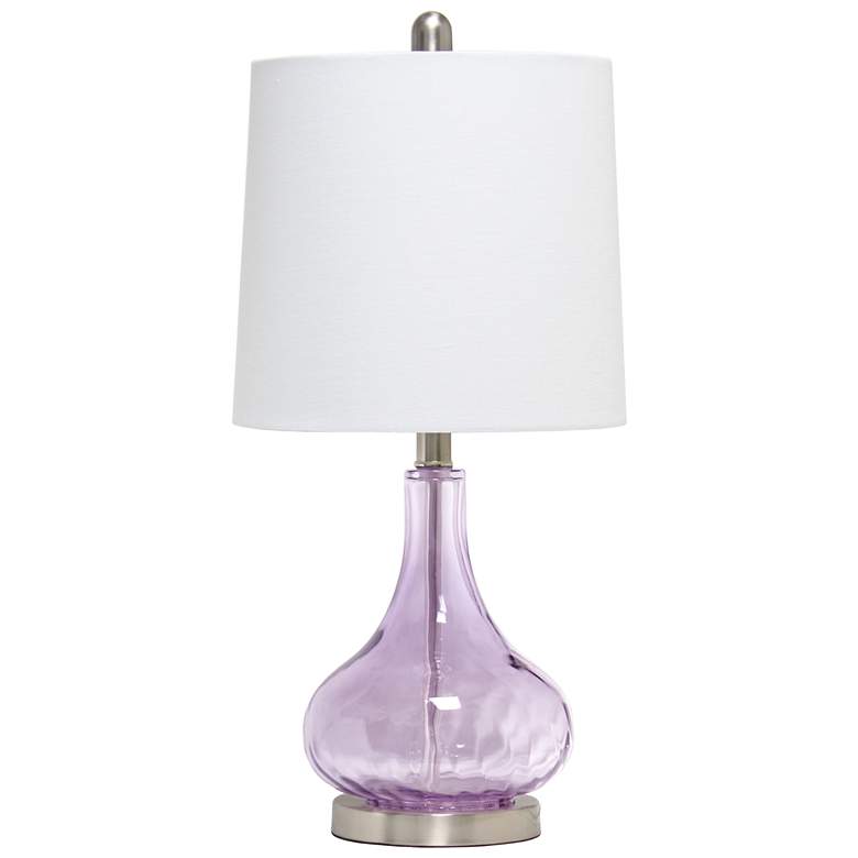 Image 1 Lalia Home 23.25 inch Rippled Colored Glass Bedside Table Lamp, Purple