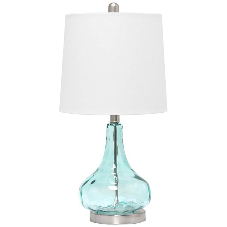 Image 2 Lalia Home 23 1/4 inch Modern Clear Blue Rippled Glass Table Lamp