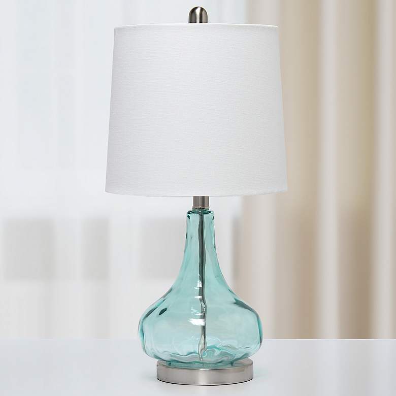 Image 1 Lalia Home 23 1/4 inch Modern Clear Blue Rippled Glass Table Lamp