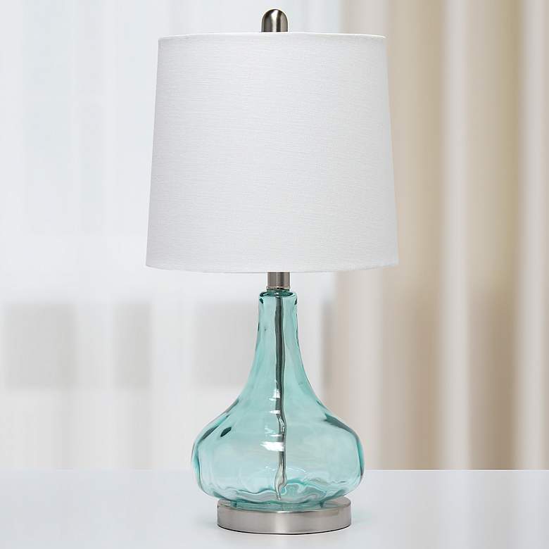 Image 1 Lalia Home 23 1/4" Modern Clear Blue Rippled Glass Table Lamp