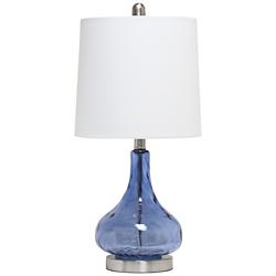 Lalia Home 23 1/4" Modern Rippled Glass Dark Blue Table Lamp