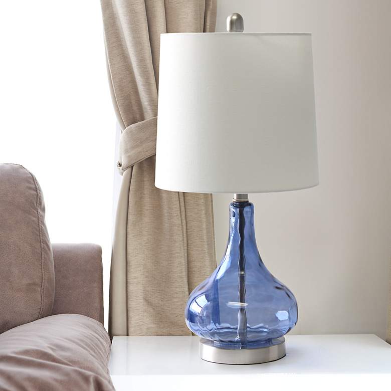 Image 1 Lalia Home 23 1/4" Modern Rippled Glass Dark Blue Table Lamp