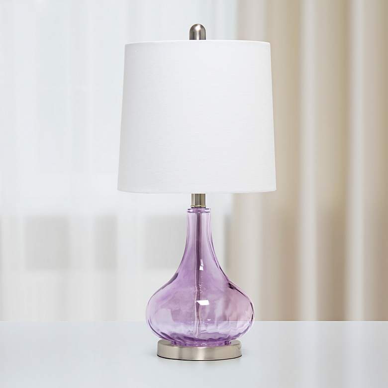Image 1 Lalia Home 23 1/4" Modern Rippled Purple Glass Table Lamp
