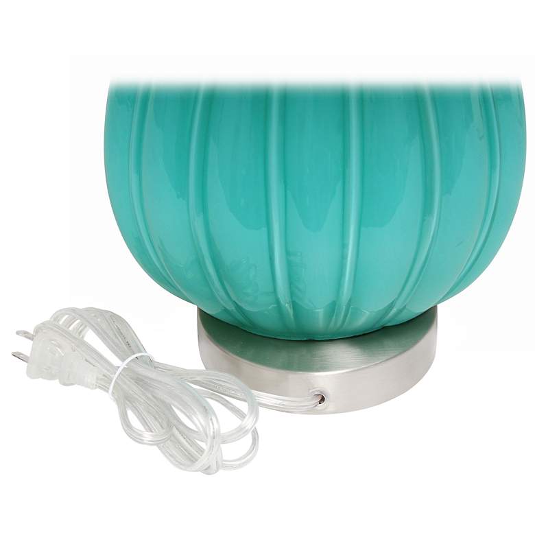 Image 4 Lalia Home 23 1/4 inch Teal Blue Pleated Glass Accent Table Lamp more views