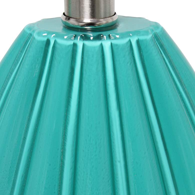 Image 5 Lalia Home 23 1/4 inch Teal Blue Pleated Glass Accent Table Lamp more views