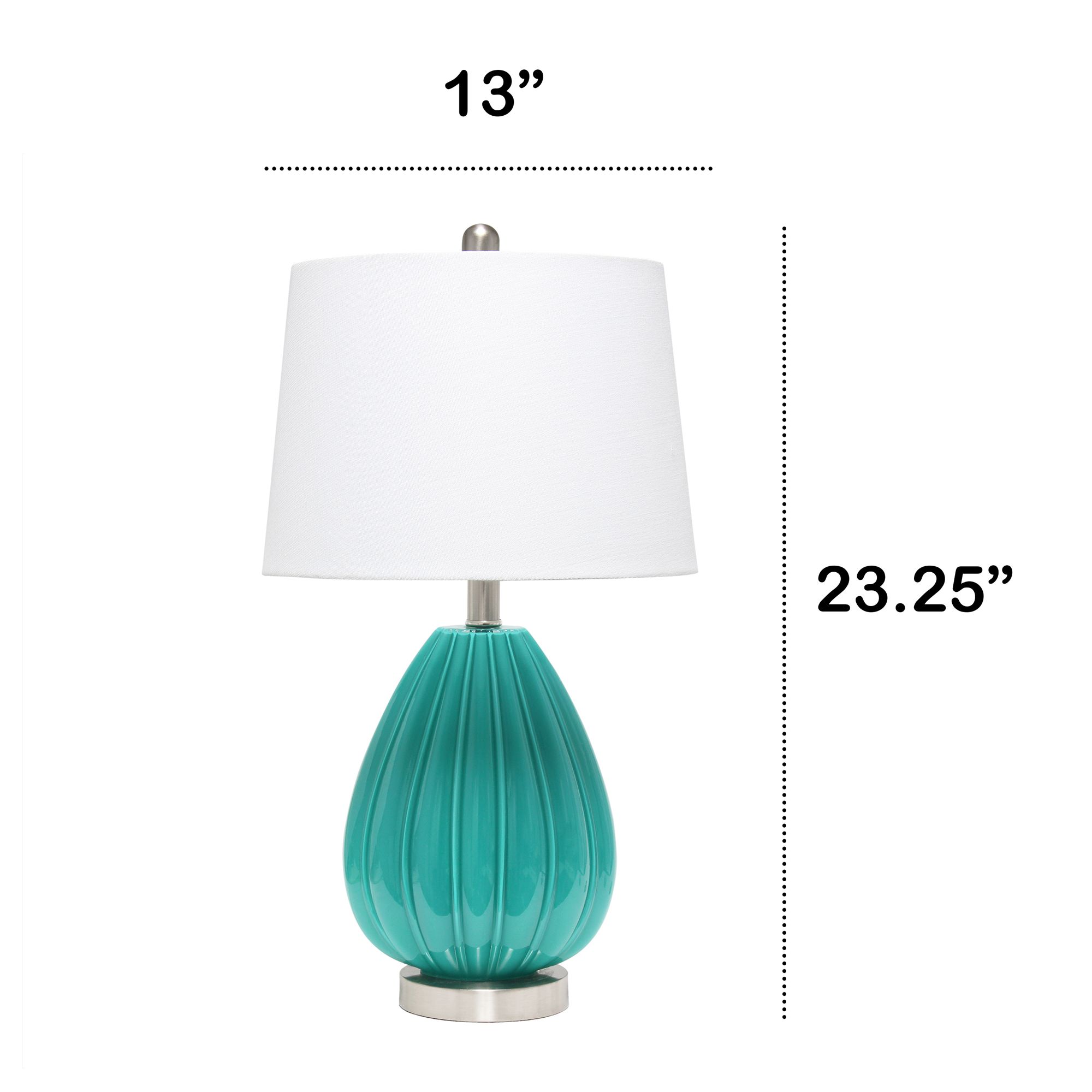 Lalia Home 23 1/4" Teal Blue Pleated Glass Accent Table Lamp