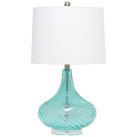 Image1 of Lalia Home 24" Classix Contemporary Wavy Colored Glass Table Lamp, Blu