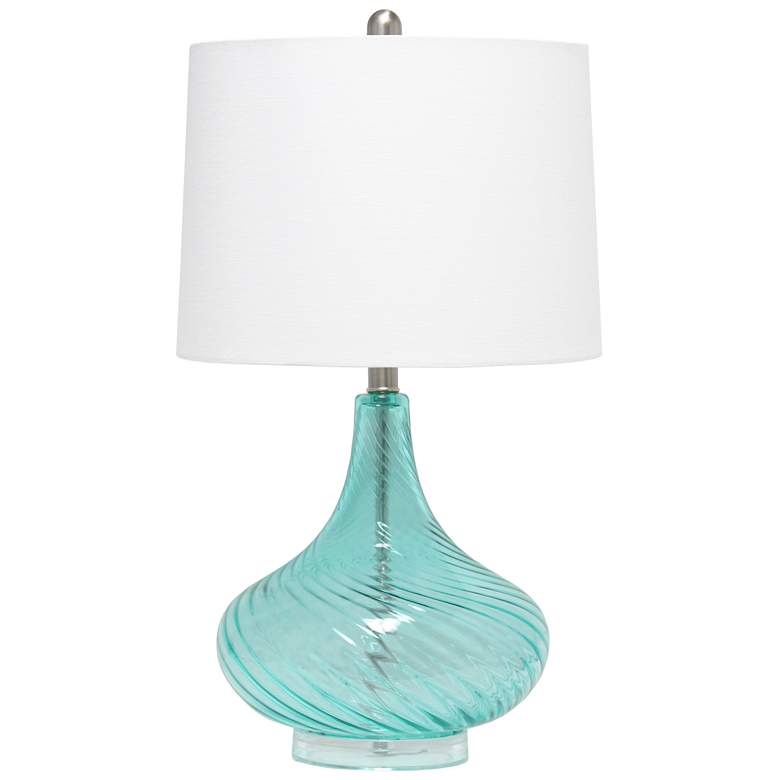 Image 1 Lalia Home 24 inch Classix Contemporary Wavy Colored Glass Table Lamp, Blu