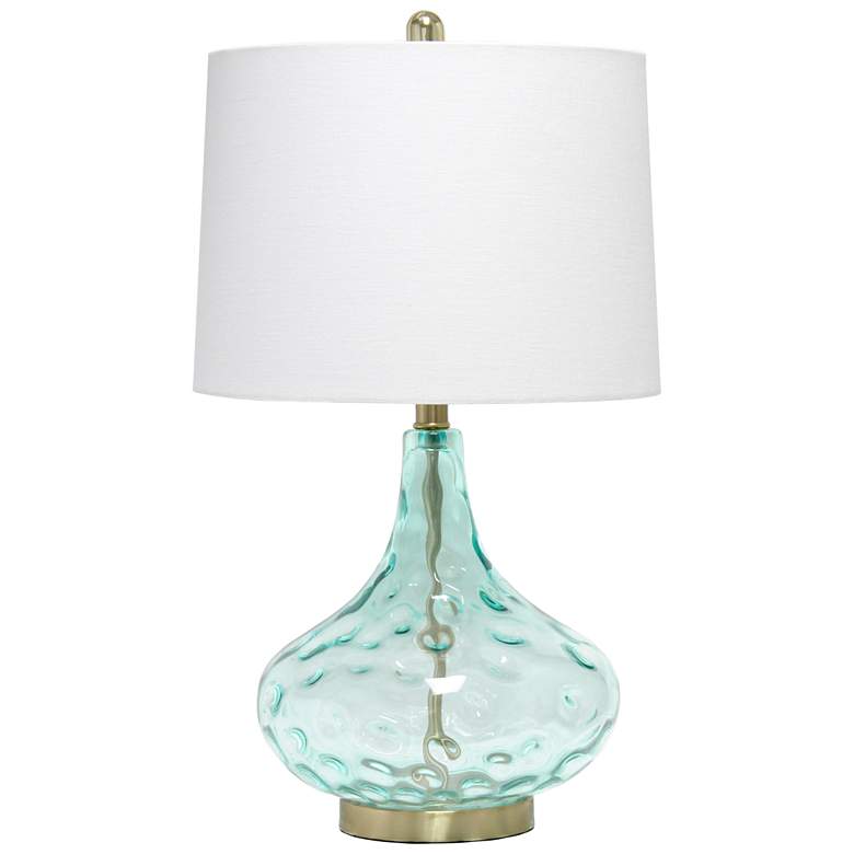 Image 1 Lalia Home 24" Classix Dimpled Colored Glass Table Lamp, Blue