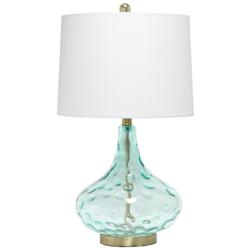 Lalia Home 24&quot; Classix Dimpled Colored Glass Table Lamp, Blue