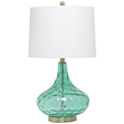 Lalia Home 24&quot; Classix Dimpled Colored Glass Table Lamp, Seafoam Green