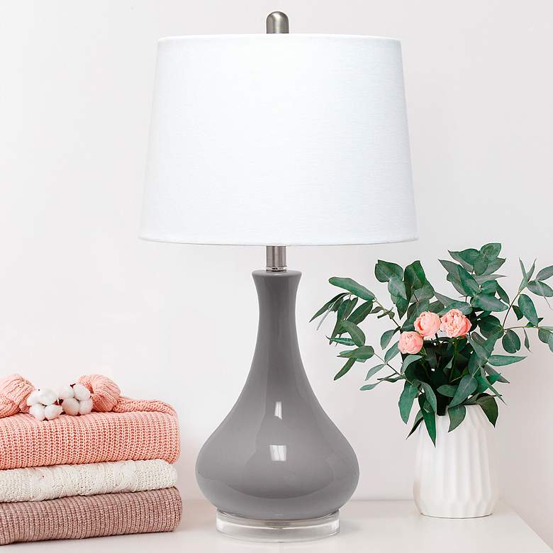 Image 1 Lalia Home 26 1/4 inch Gray Ceramic Droplet Table Lamp