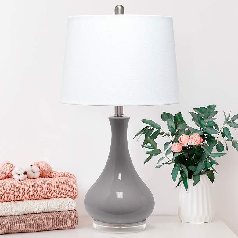 Image 1 Lalia Home 26 1/4" Gray Ceramic Droplet Table Lamp