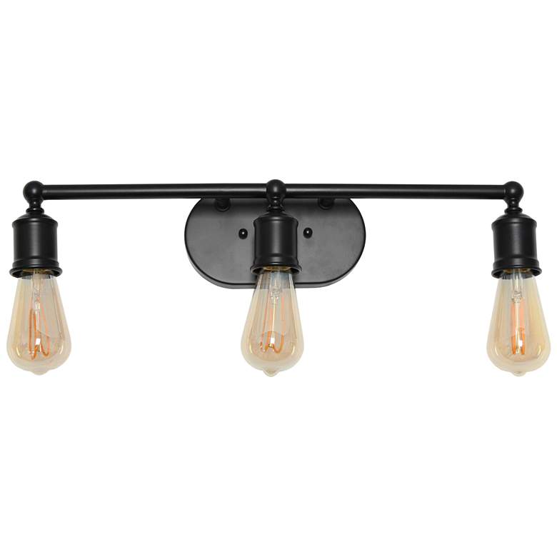Image 1 Lalia Home 3 Light Industrial Metal Vanity Light - Matte Black