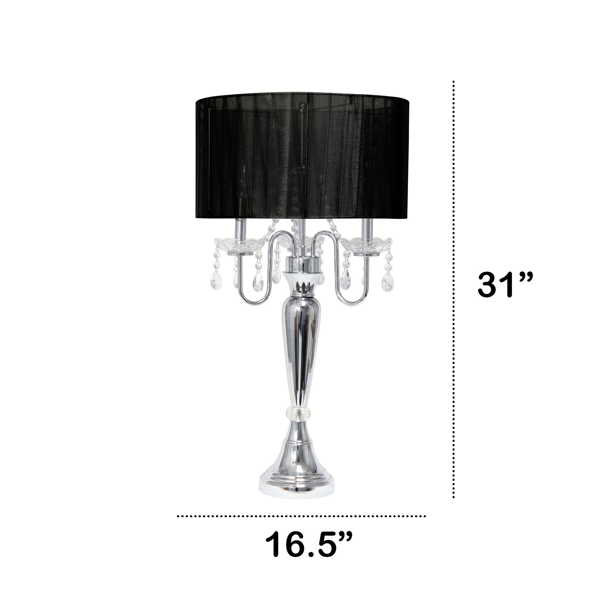 Image 3 Lalia Home 31" Chrome Cascading Crystal Table Lamp, Black Shade more views