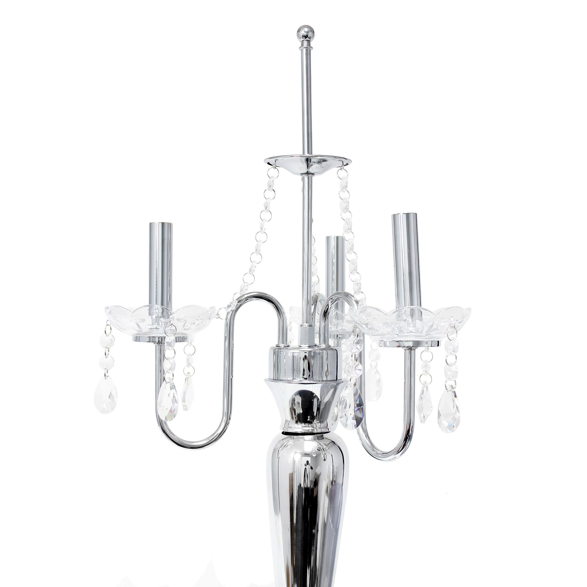 Lalia Home 31" Chrome Cascading Crystal Table Lamp, Black Shade