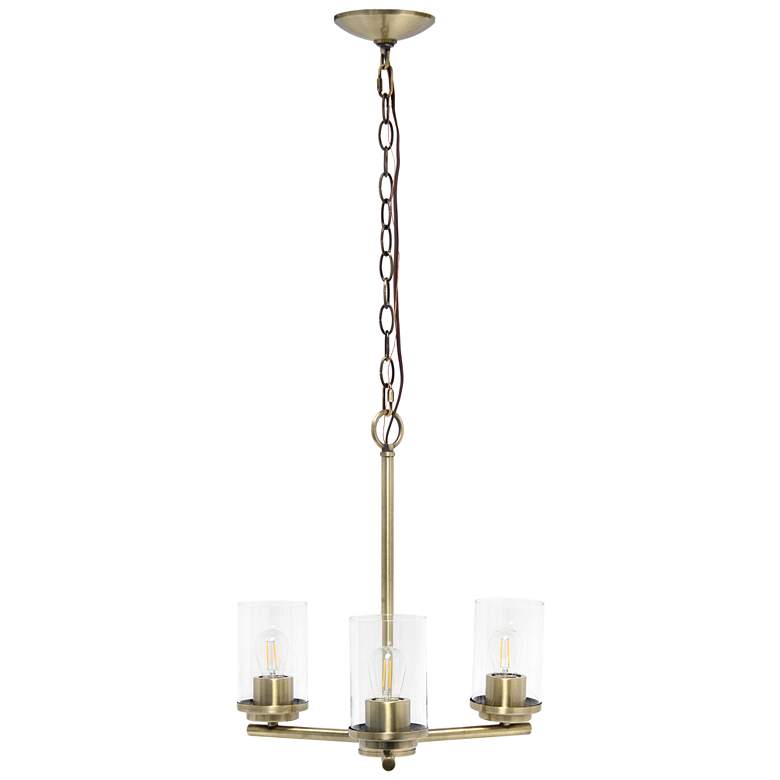 Image 1 Lalia Home 3Lt 15in Glass and Metal Pendant Chandelier, Antique Brass