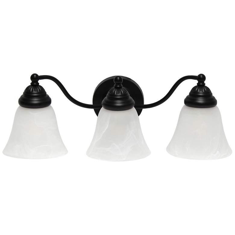 Image 1 Lalia Home 3Lt Curved Metal and White Glass Vanity, Black