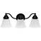 Lalia Home 3Lt Curved Metal and White Glass Vanity, Black