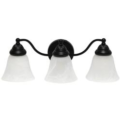 Lalia Home 3Lt Curved Metal and White Glass Vanity, Black