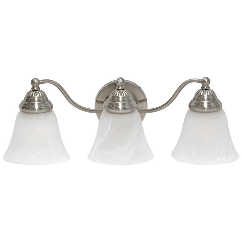 Image 1 Lalia Home 3Lt Curved Metal and White Glass Vanity, Brushed Nickel