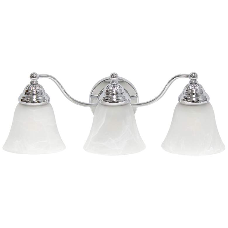 Image 1 Lalia Home 3Lt Curved Metal and White Glass Vanity, Chrome
