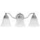 Lalia Home 3Lt Curved Metal and White Glass Vanity, Chrome