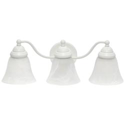 Lalia Home 3Lt Curved Metal and White Glass Vanity, White