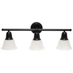 Lalia Home 3Lt Metal and Alabaster White Glass Vanity, Black