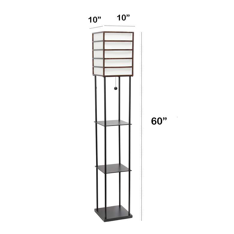 Image 6 Lalia Home 60 inch Black and Wood 3-Shelf Etagere Floor Lamp more views
