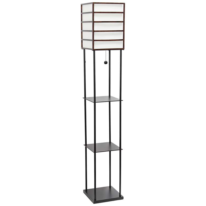 Image 1 Lalia Home 60" Metal and Wood 3-Shelf Etagere Floor Lamp