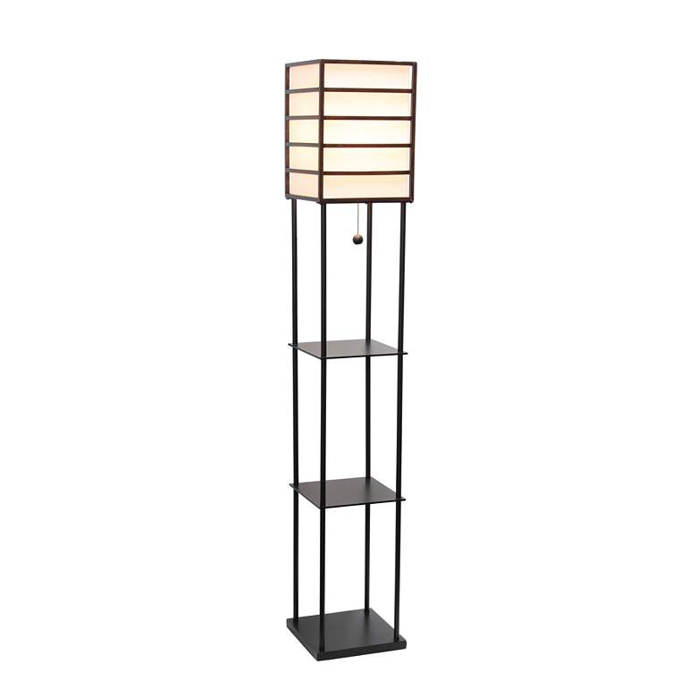 Image 2 Lalia Home 60" Metal and Wood 3-Shelf Etagere Floor Lamp more views
