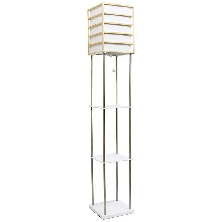 Image 1 Lalia Home 60 inch Nickel and White 3-Shelf Etagere Floor Lamp