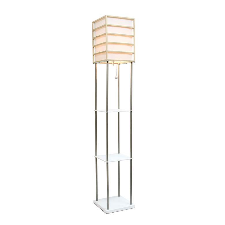 Image 2 Lalia Home 60 inch Nickel and White 3-Shelf Etagere Floor Lamp more views